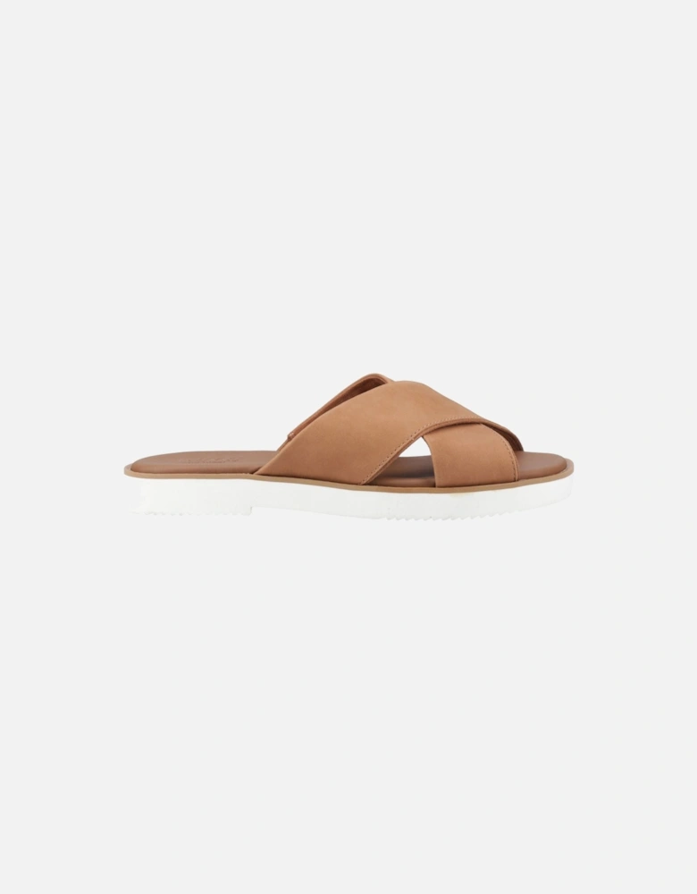 Mae Crossover Leather Women's Brown Sandals