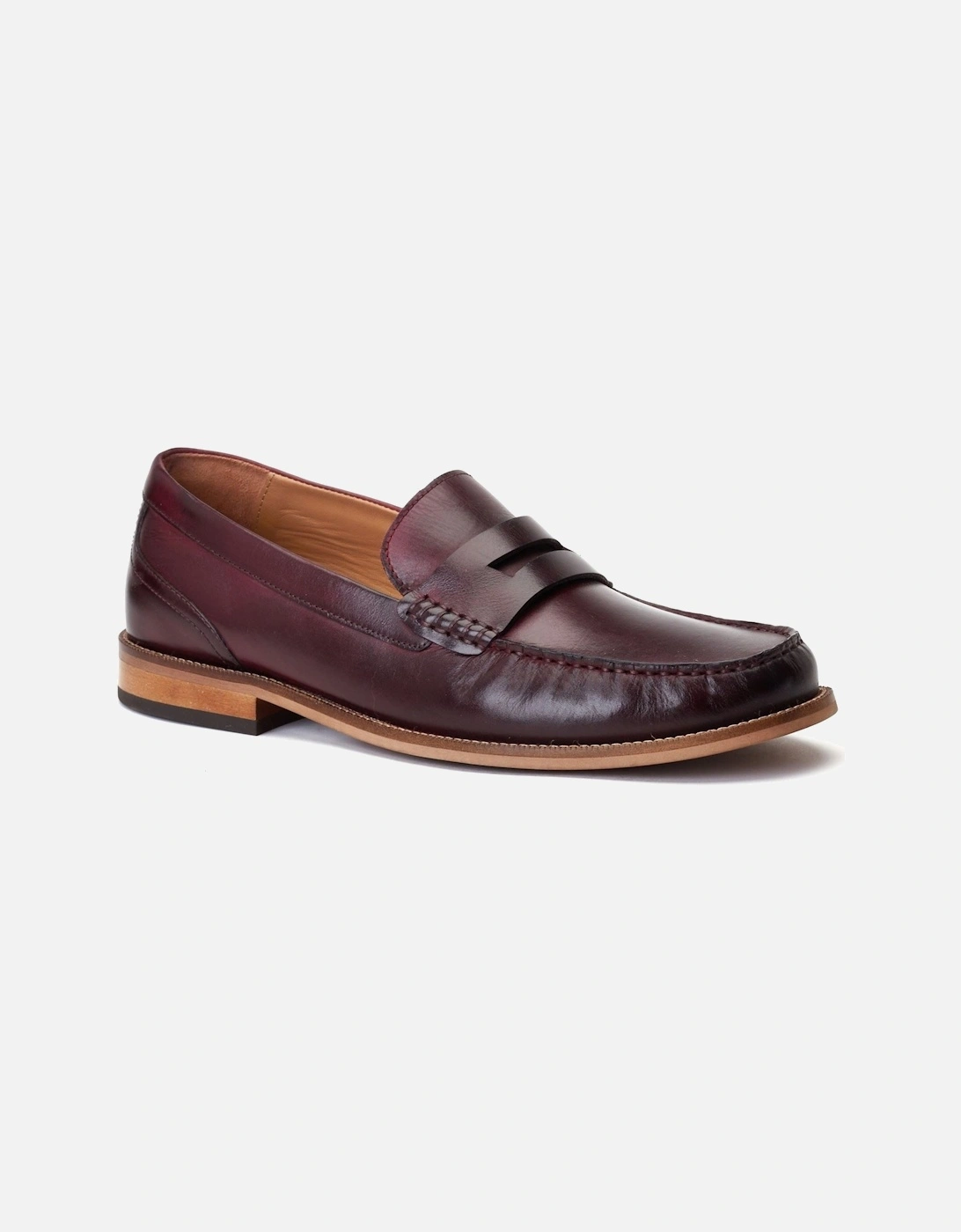 London Garfield Leather Men's Bordo Loafers, 7 of 6