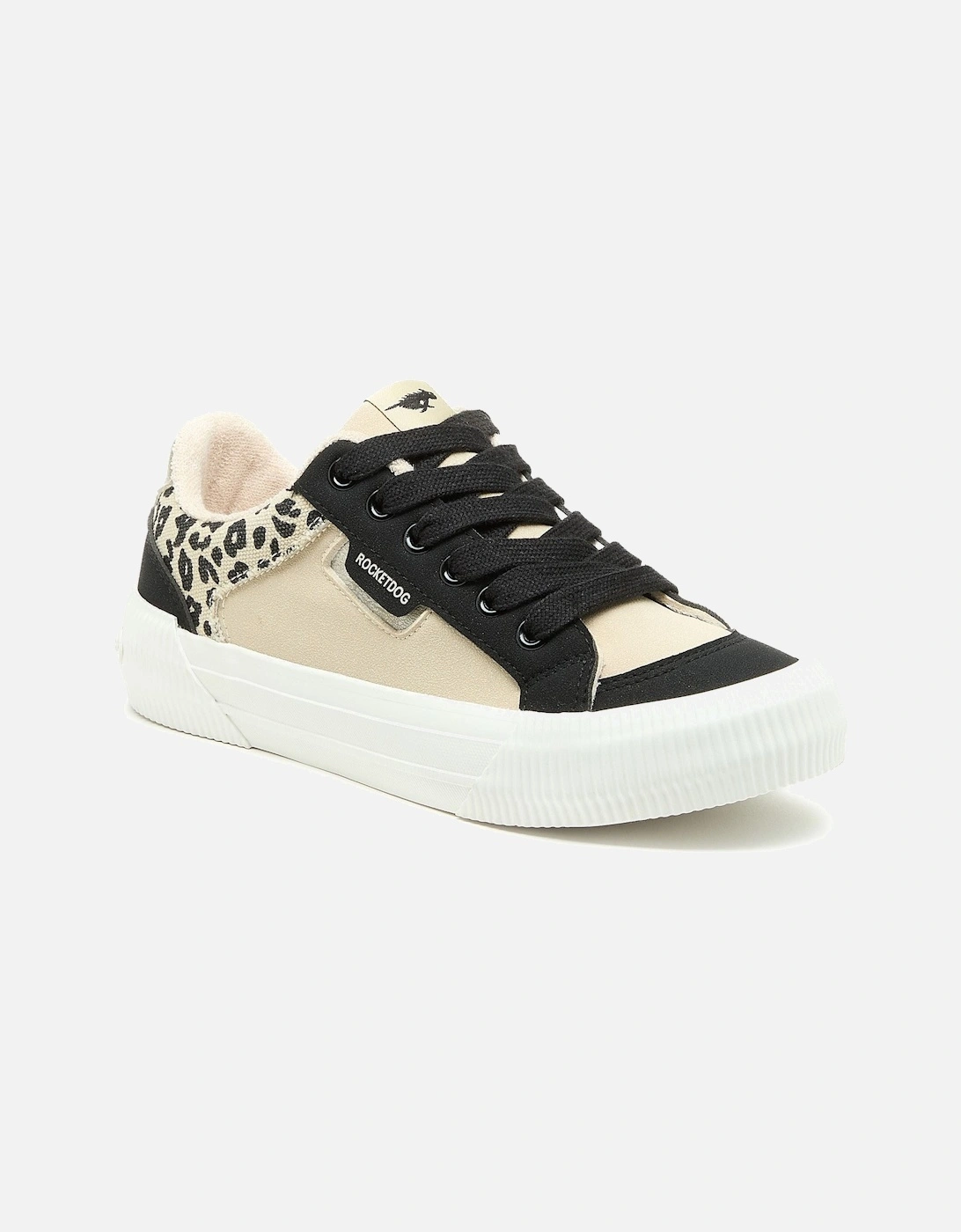Cheery Blocked Cotton Women's Black/Natural Trainers, 8 of 7