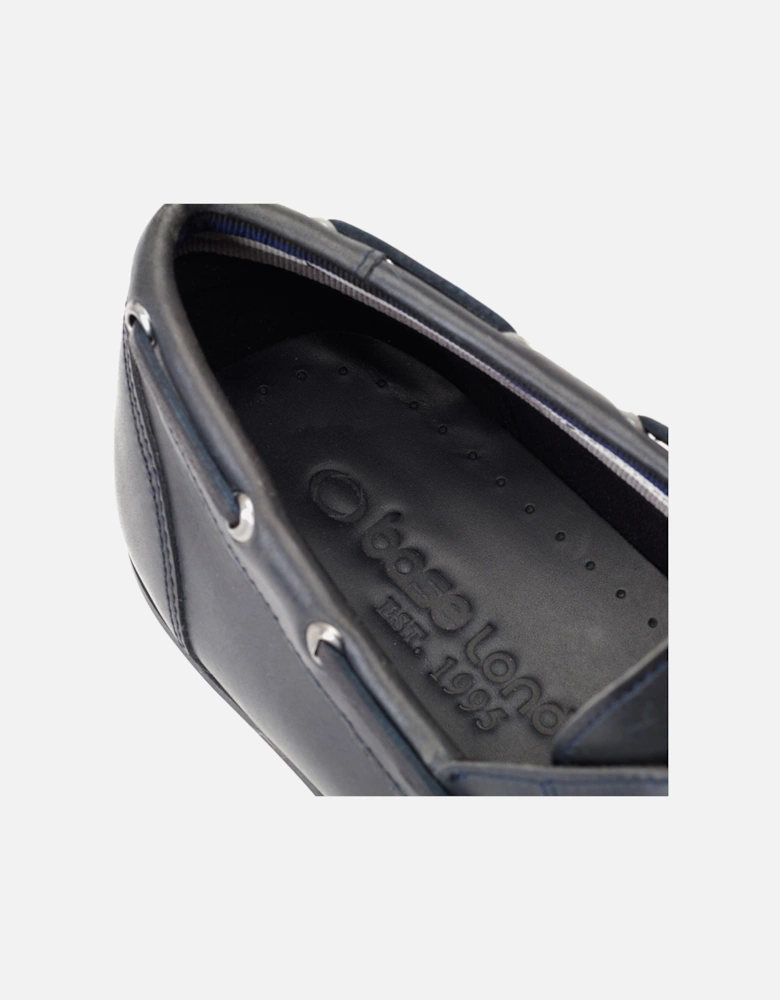 London Stern Leather Men's Navy Boat Shoes