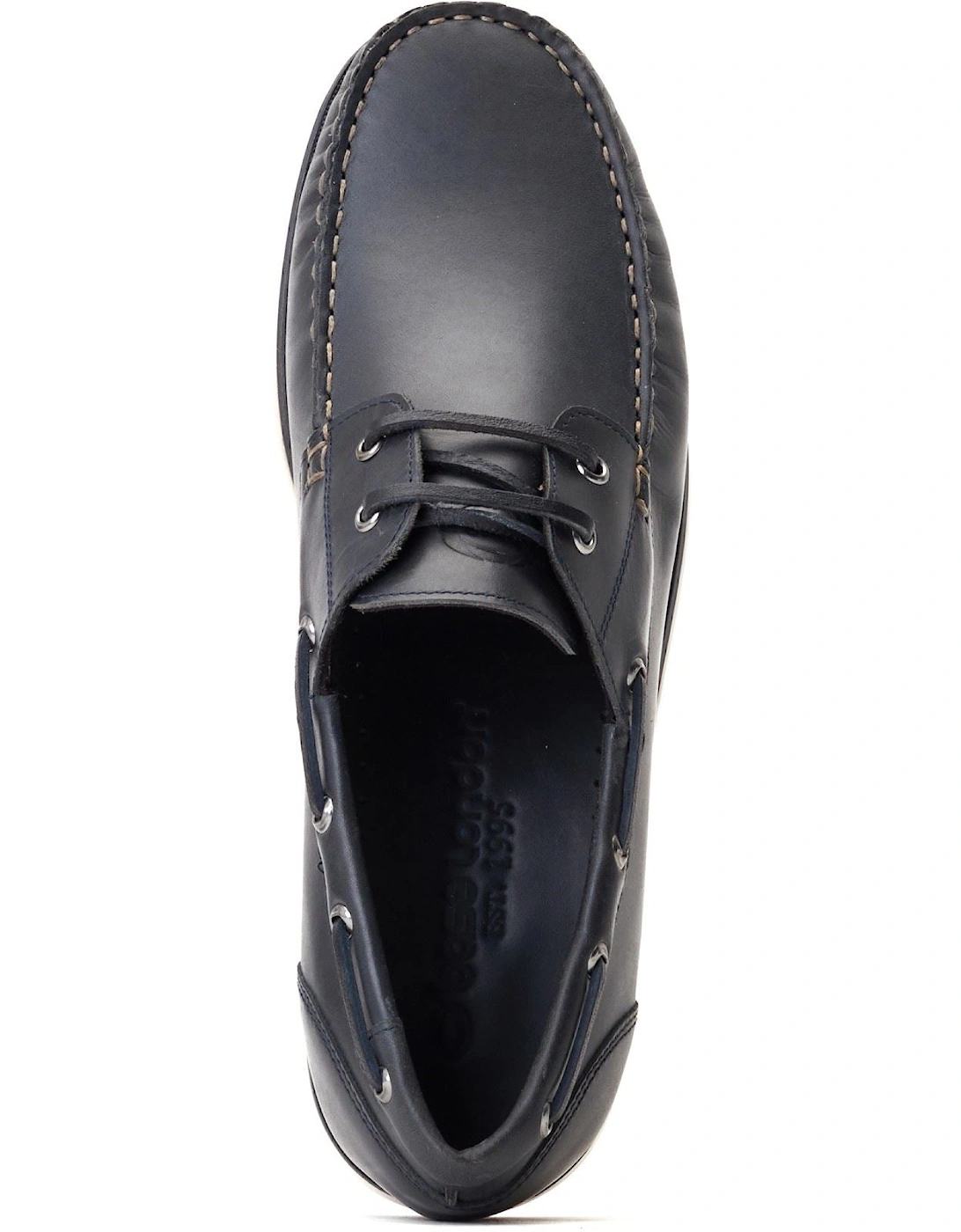 London Stern Leather Men's Navy Boat Shoes