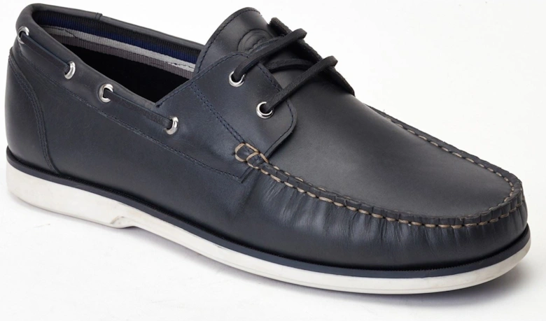 London Stern Leather Men's Navy Boat Shoes