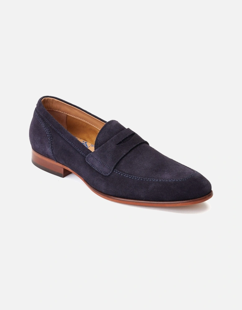 London Bruno Leather Men's Navy Loafers
