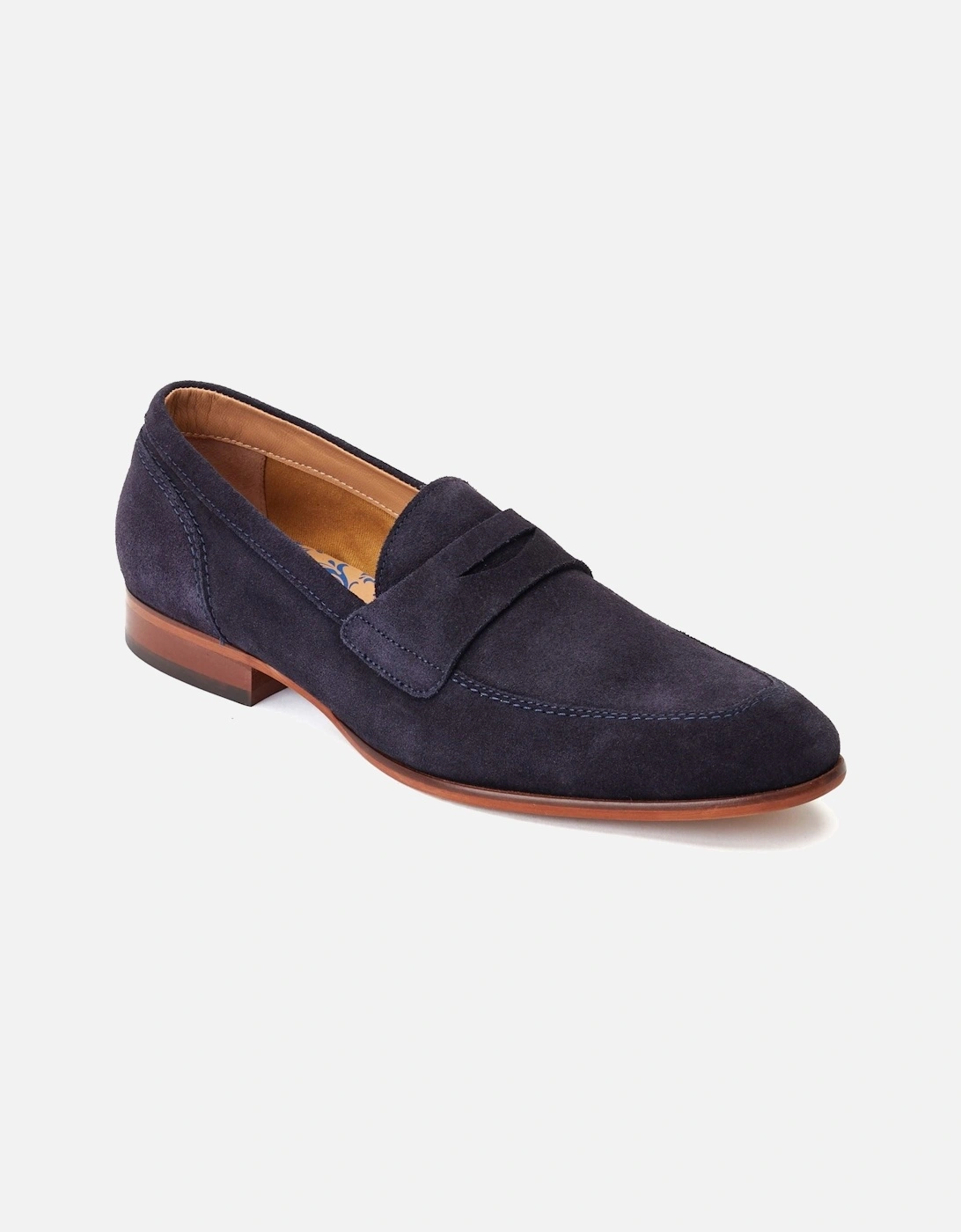 London Bruno Leather Men's Navy Loafers, 7 of 6