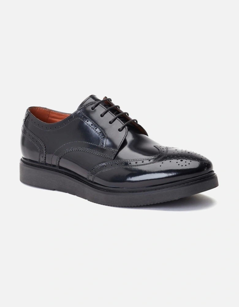 London Joe Leather Men's Black Brogues Shoes