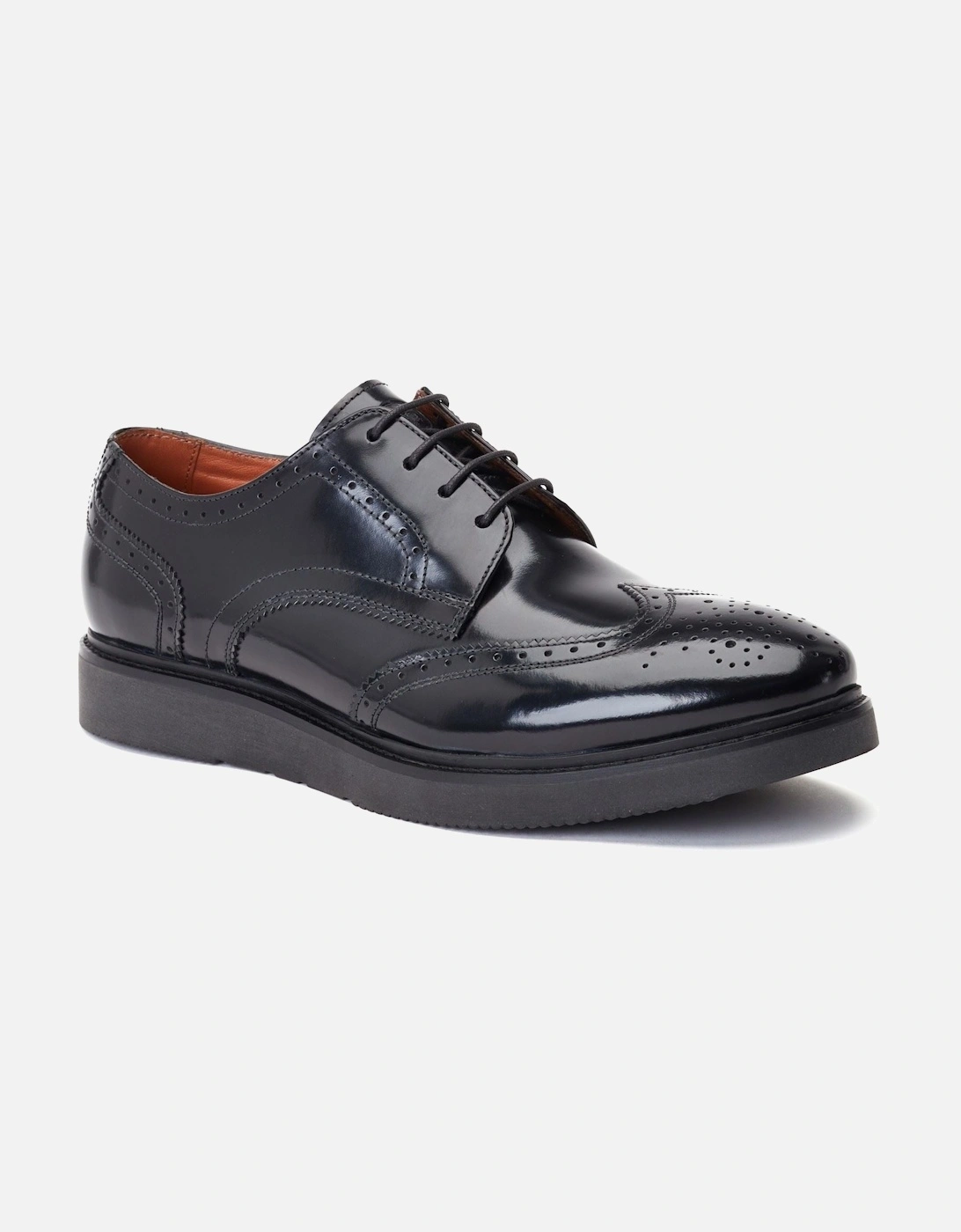 London Joe Leather Men's Black Brogues Shoes, 7 of 6