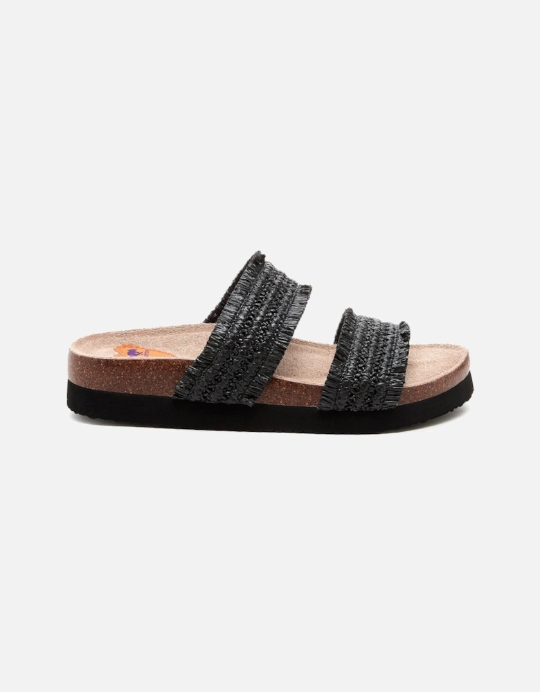 Aruba Raffia Textile Women's Black Sandals