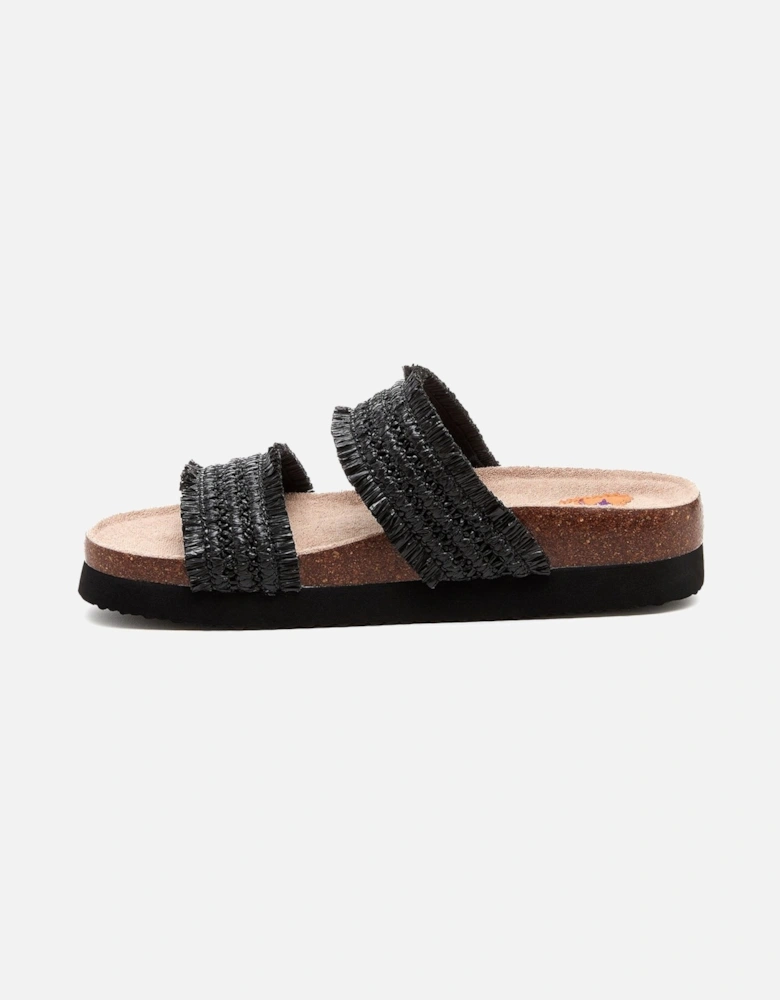 Aruba Raffia Textile Women's Black Sandals