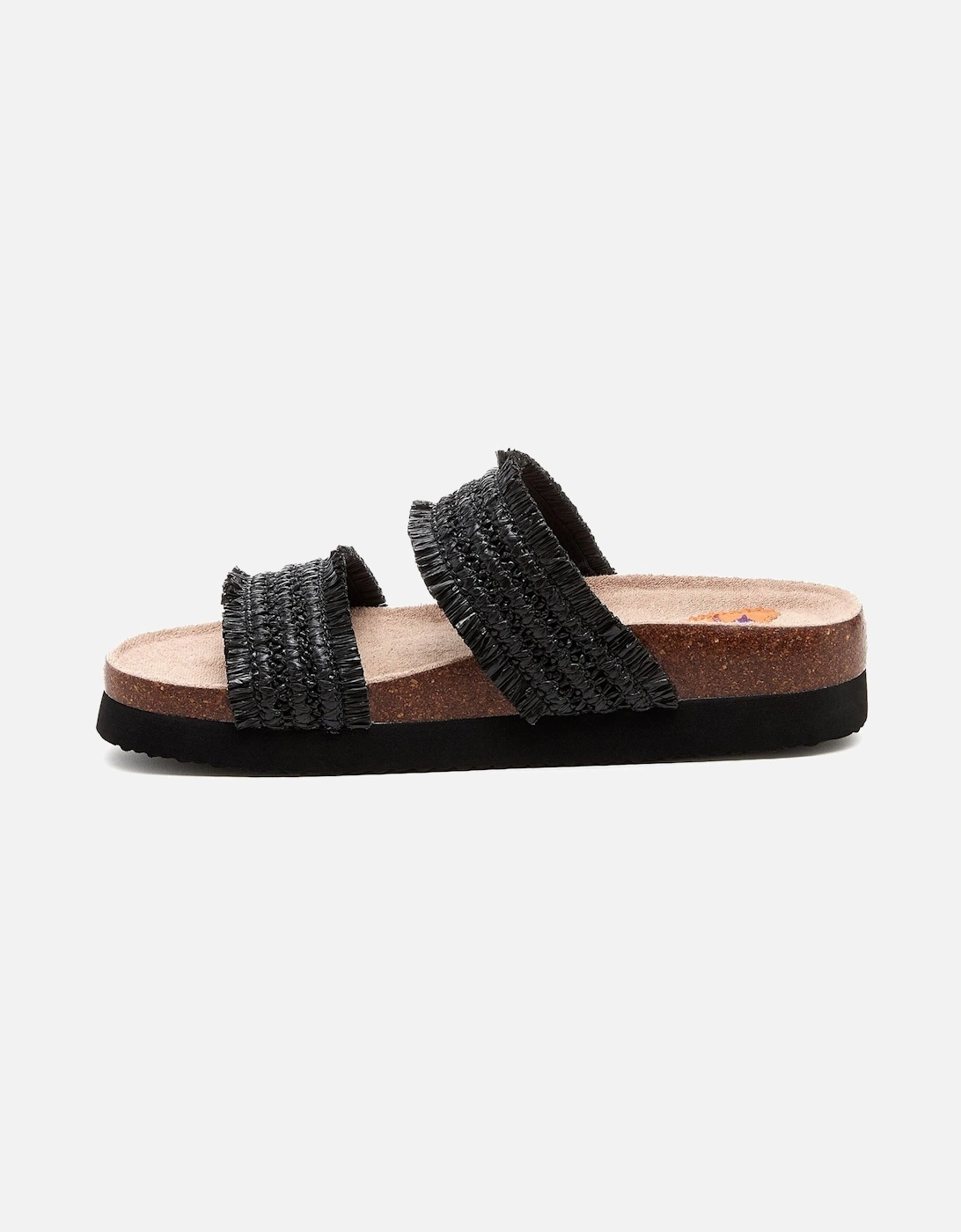 Aruba Raffia Textile Women's Black Sandals