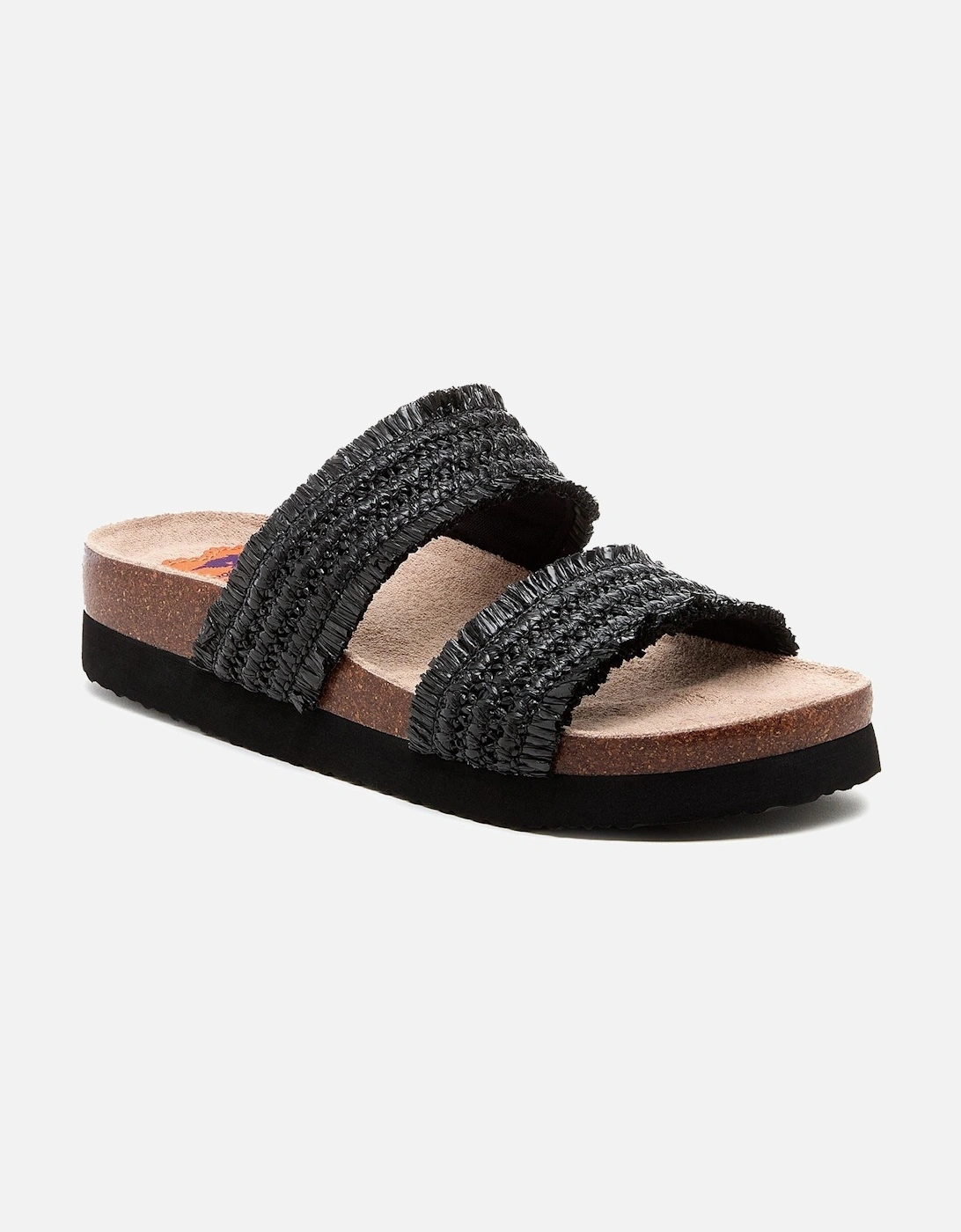 Aruba Raffia Textile Women's Black Sandals, 8 of 7