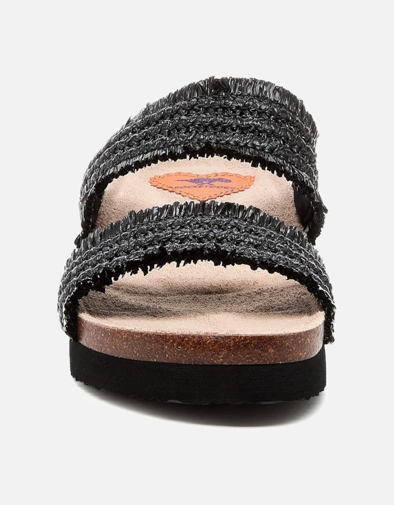 Aruba Raffia Textile Women's Black Sandals