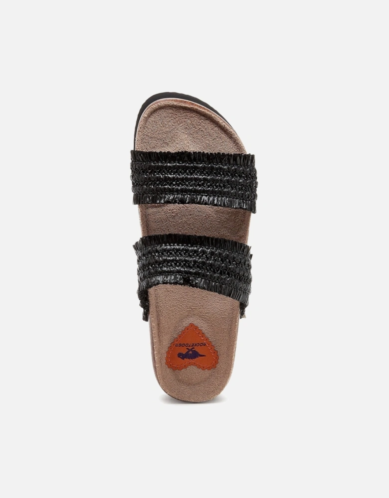 Aruba Raffia Textile Women's Black Sandals