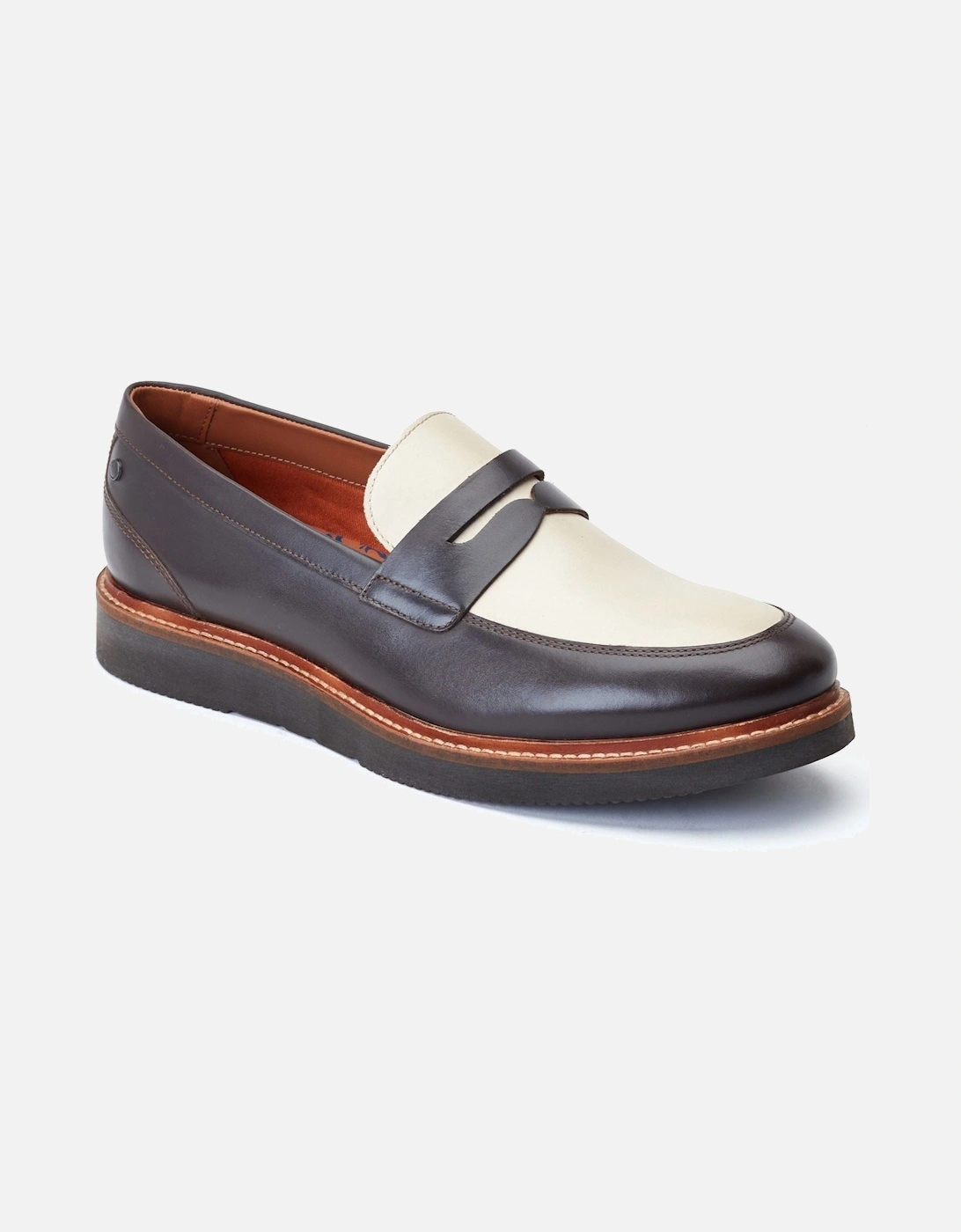 London Sid Leather Men's Brown/Beige Loafers, 7 of 6
