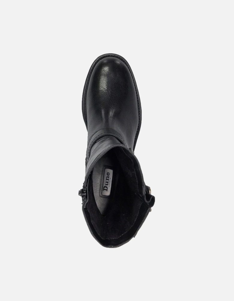 Dune Pixen Leather Women's Black Boots