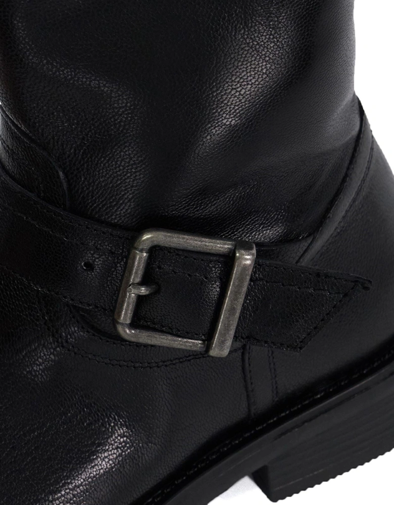 Dune Pixen Leather Women's Black Boots