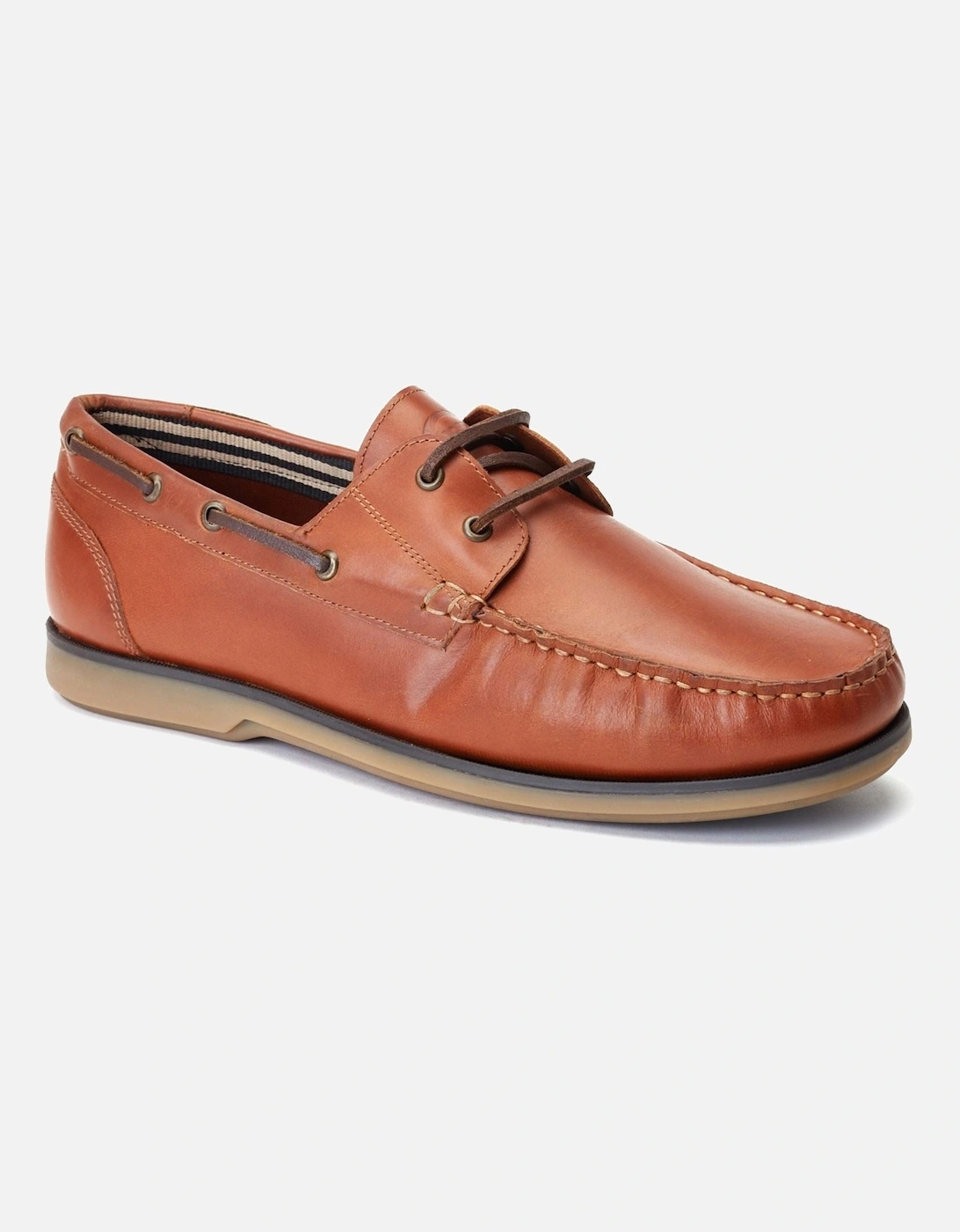 London Stern Leather Men's Burnt Tan Boat Shoes, 7 of 6