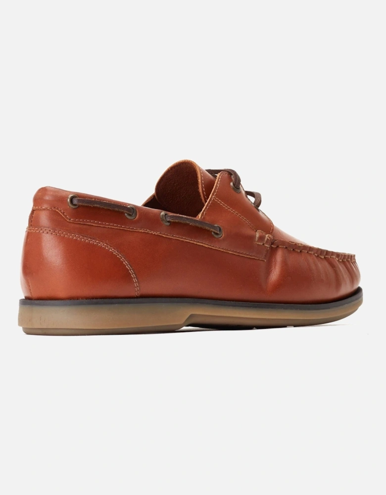 London Stern Leather Men's Burnt Tan Boat Shoes