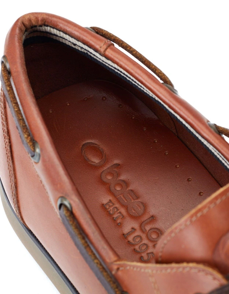 London Stern Leather Men's Burnt Tan Boat Shoes