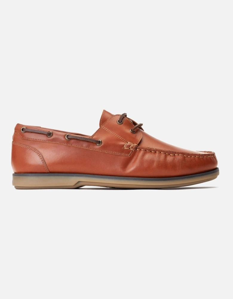 London Stern Leather Men's Burnt Tan Boat Shoes