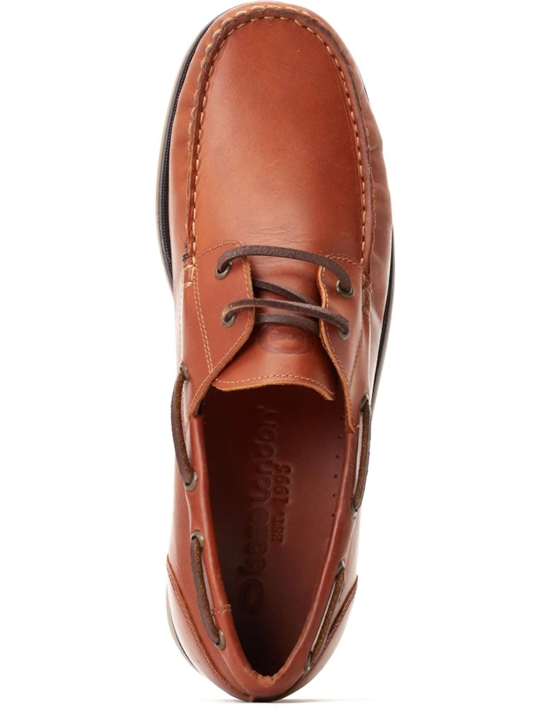 London Stern Leather Men's Burnt Tan Boat Shoes