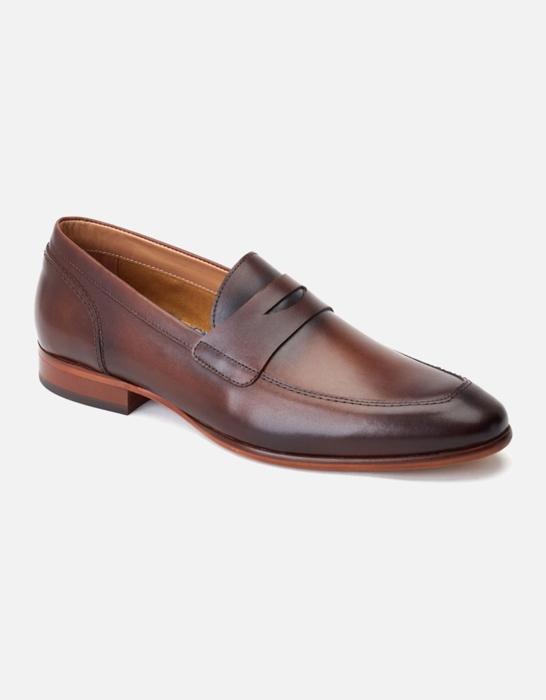London Bruno Leather Men's Burnt Brown Loafers