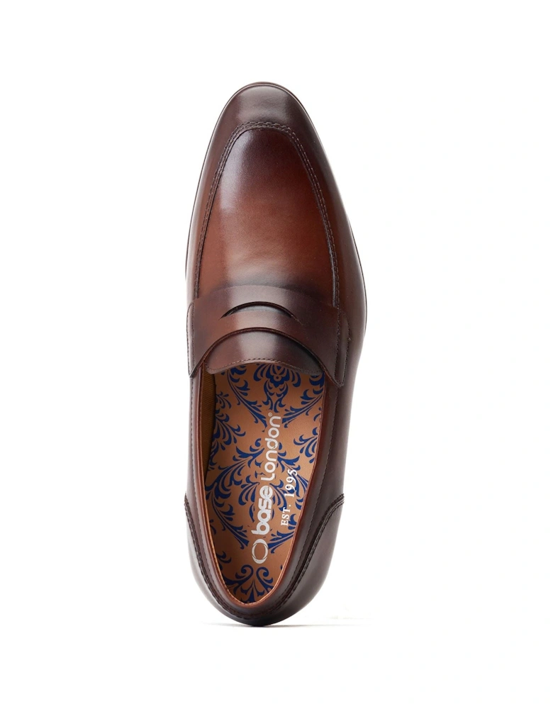 London Bruno Leather Men's Burnt Brown Loafers