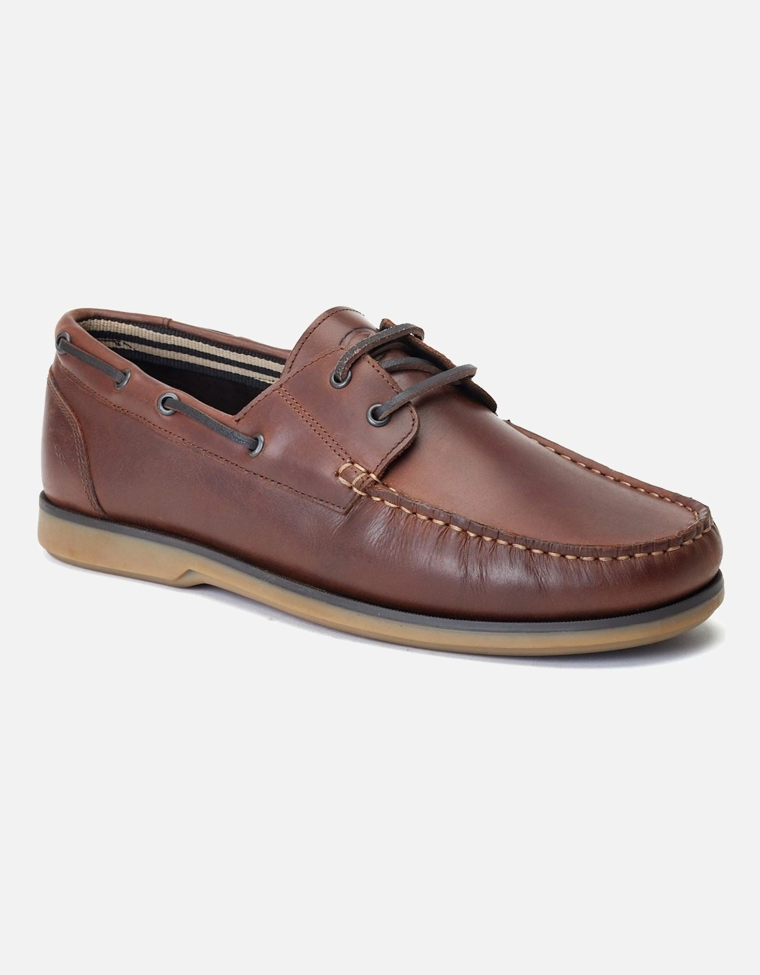 London Stern Leather Men's Burnt Brown Boat Shoes, 5 of 4