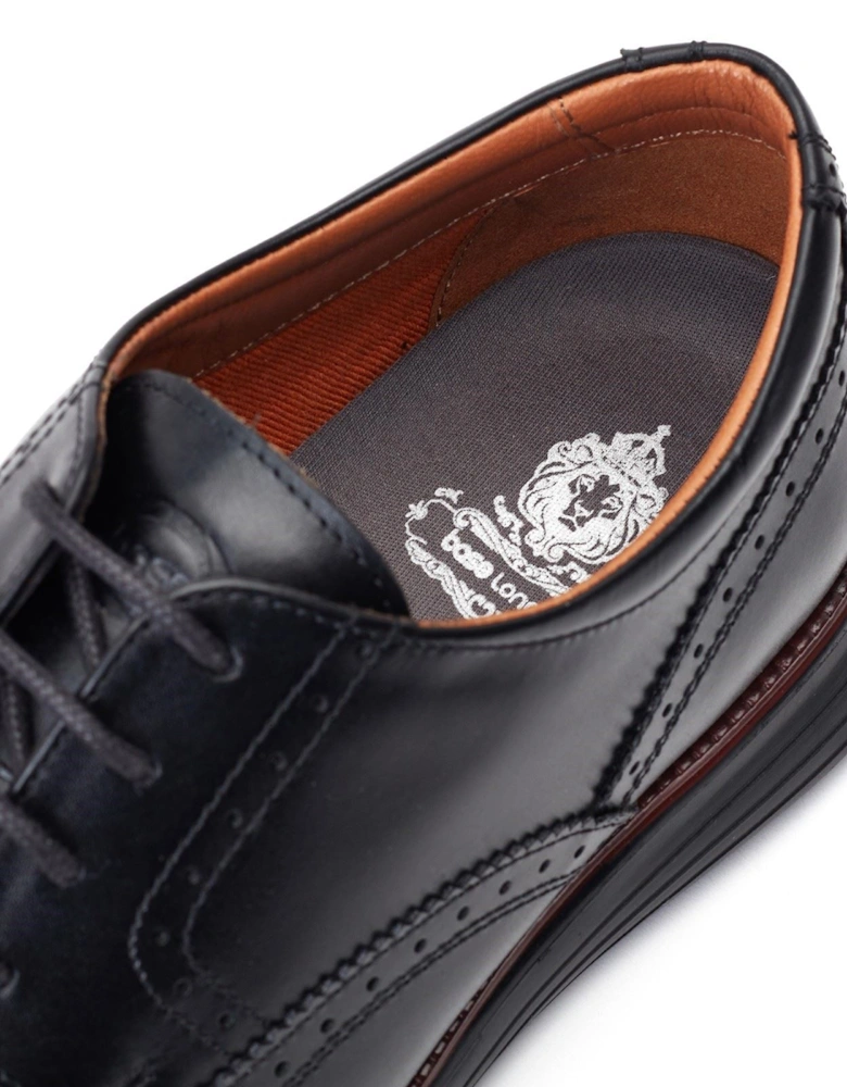 London Flight Leather Men's Black Brogues Shoes