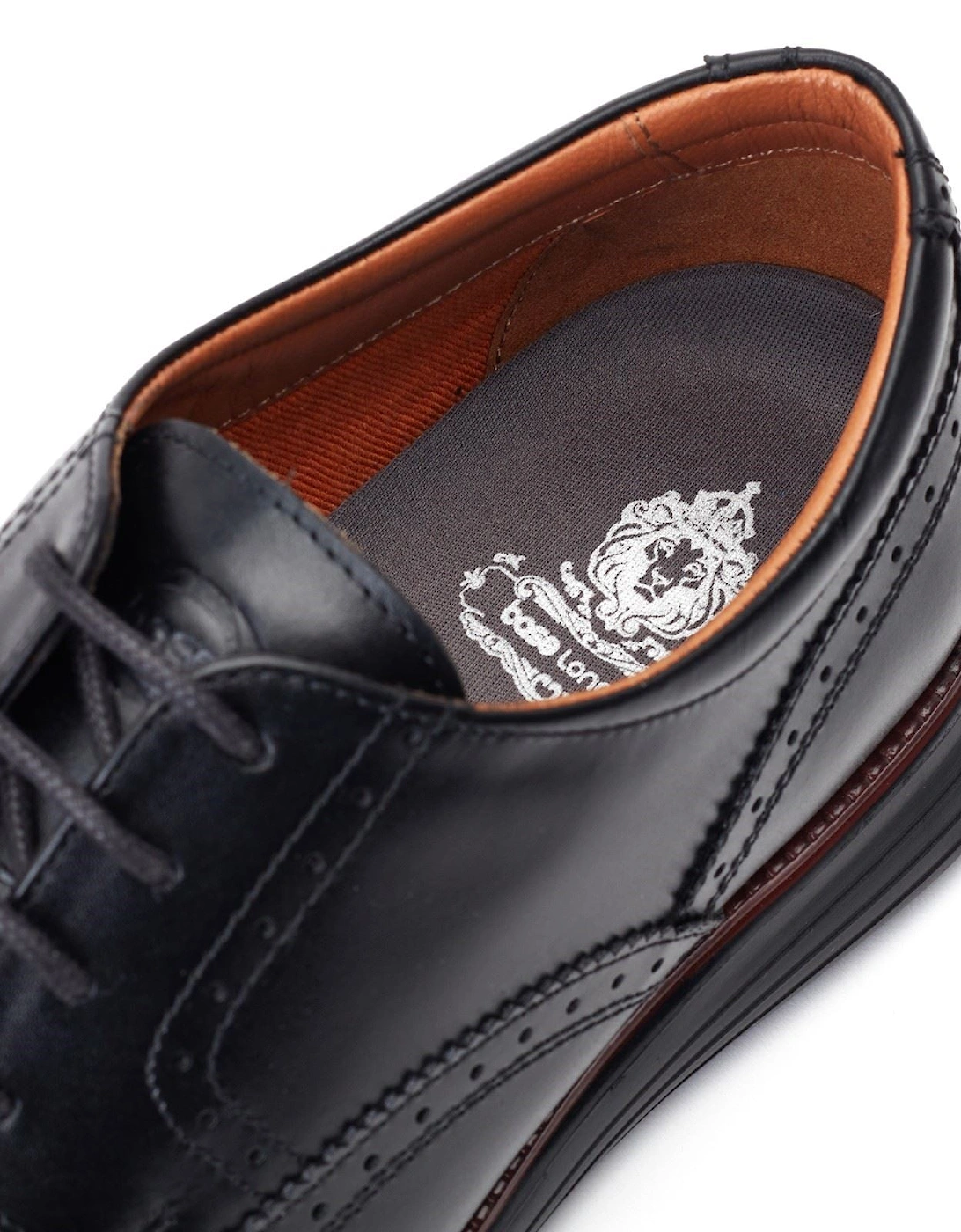 London Flight Leather Men's Black Brogues Shoes