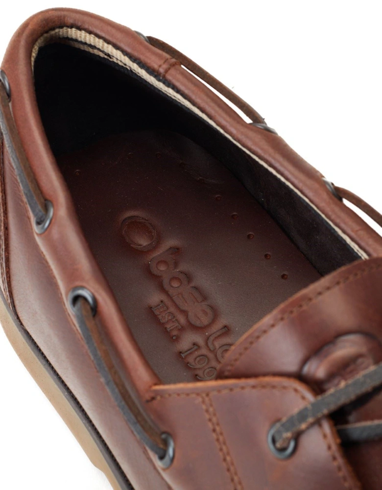 London Stern Leather Men's Burnt Brown Boat Shoes