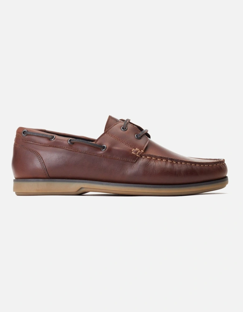London Stern Leather Men's Burnt Brown Boat Shoes