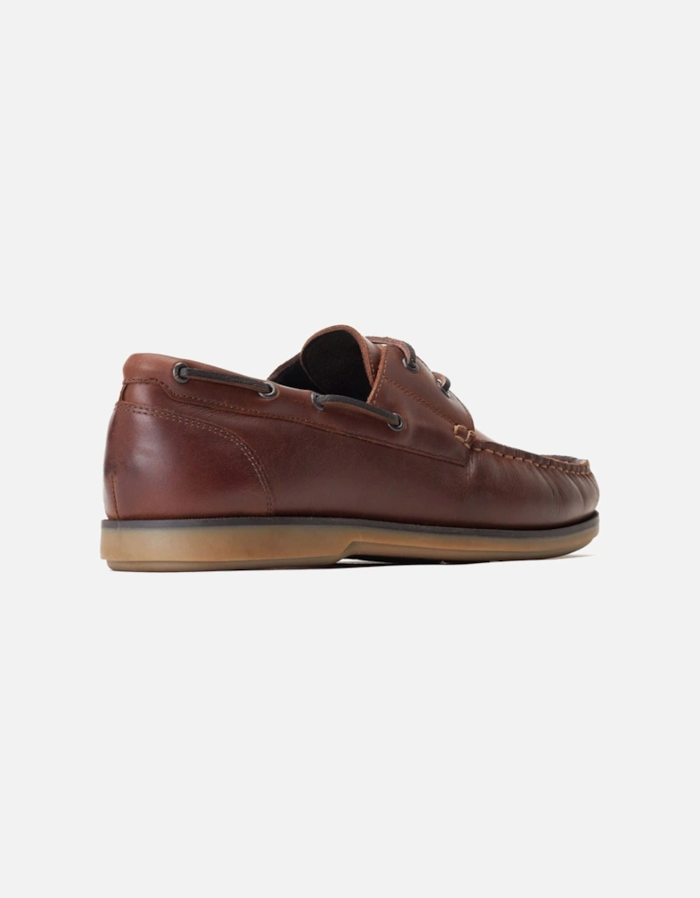 London Stern Leather Men's Burnt Brown Boat Shoes