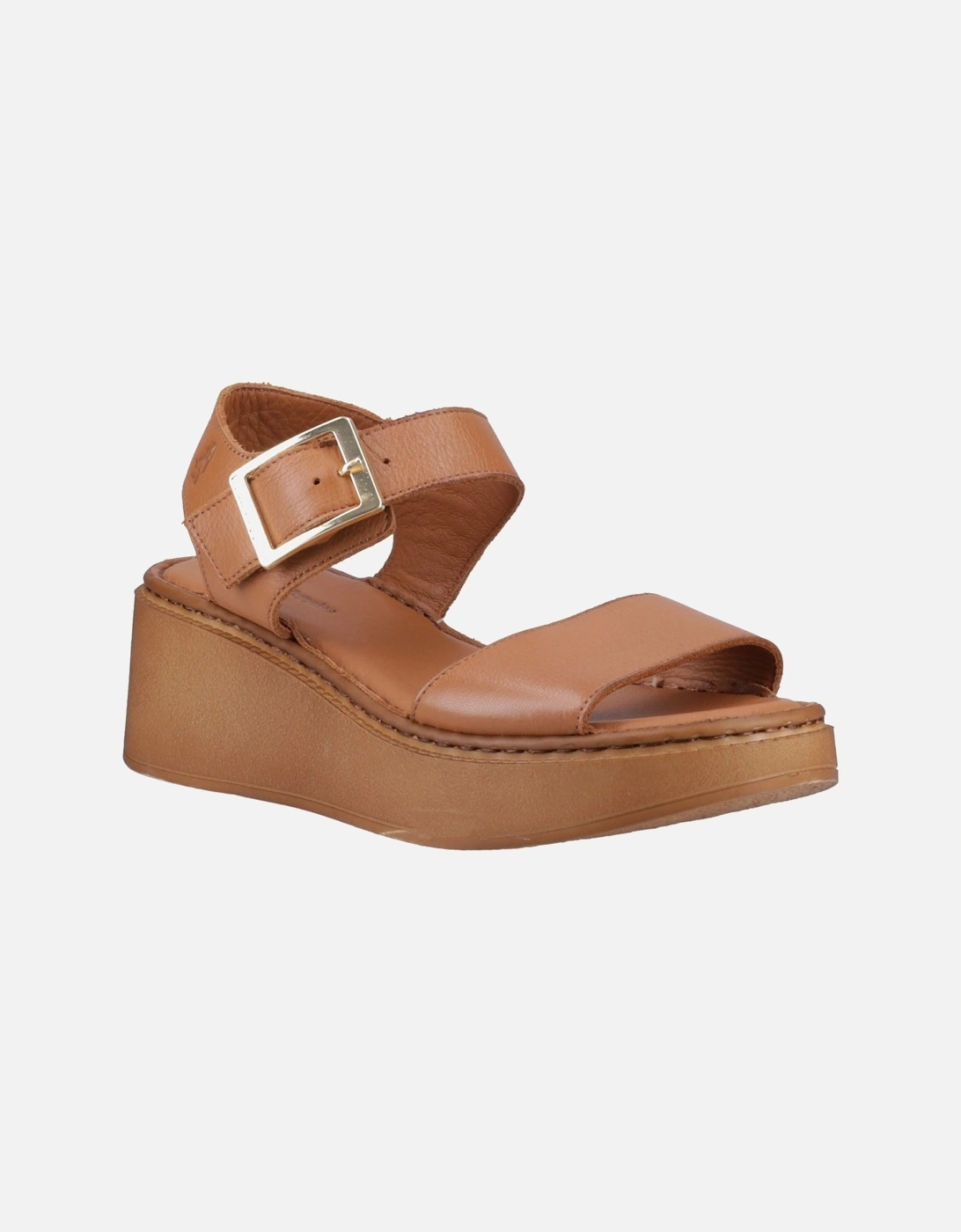 Beatrix Wedge Leather Women's Tan Sandals, 6 of 5