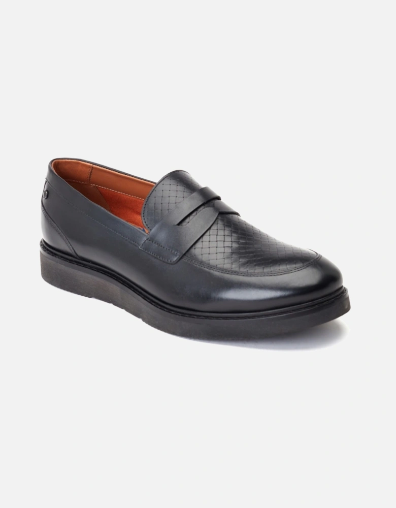London Sid Leather Men's Black Loafers