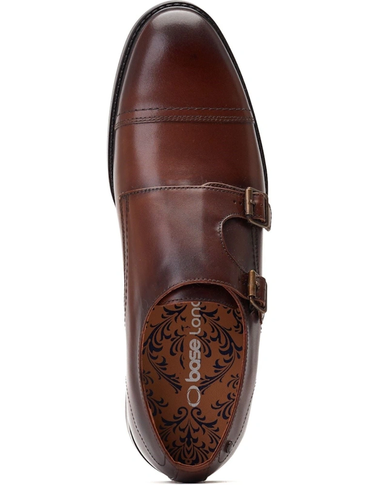 London Diablo Leather Men's Brown Double Monk Shoes