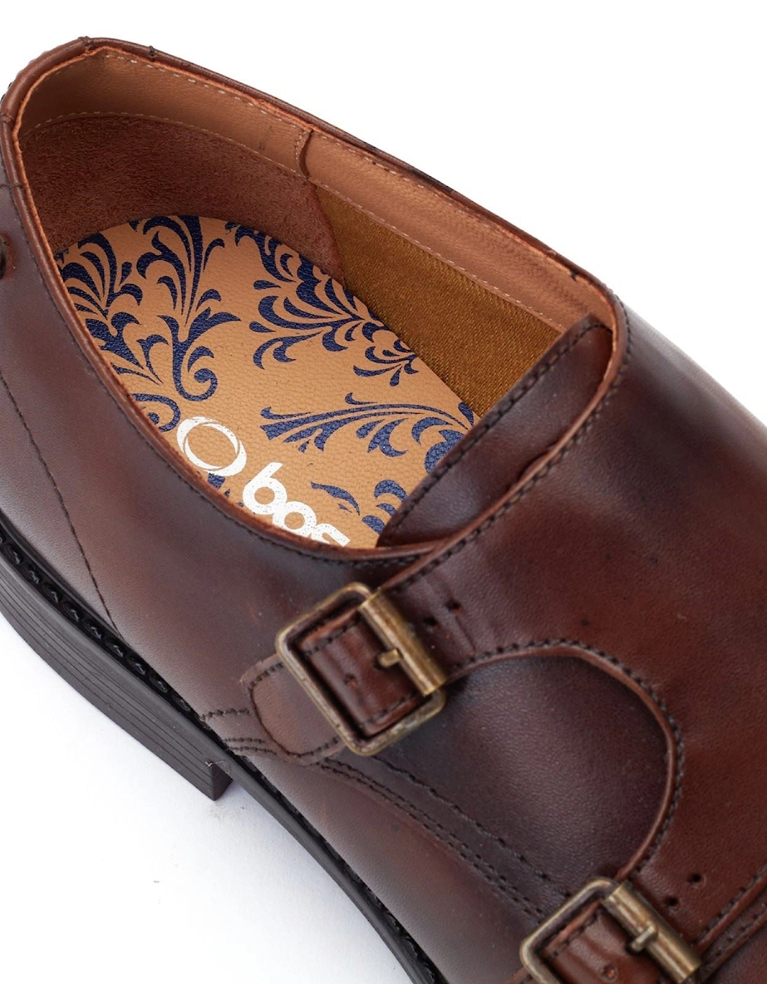 London Diablo Leather Men's Brown Double Monk Shoes