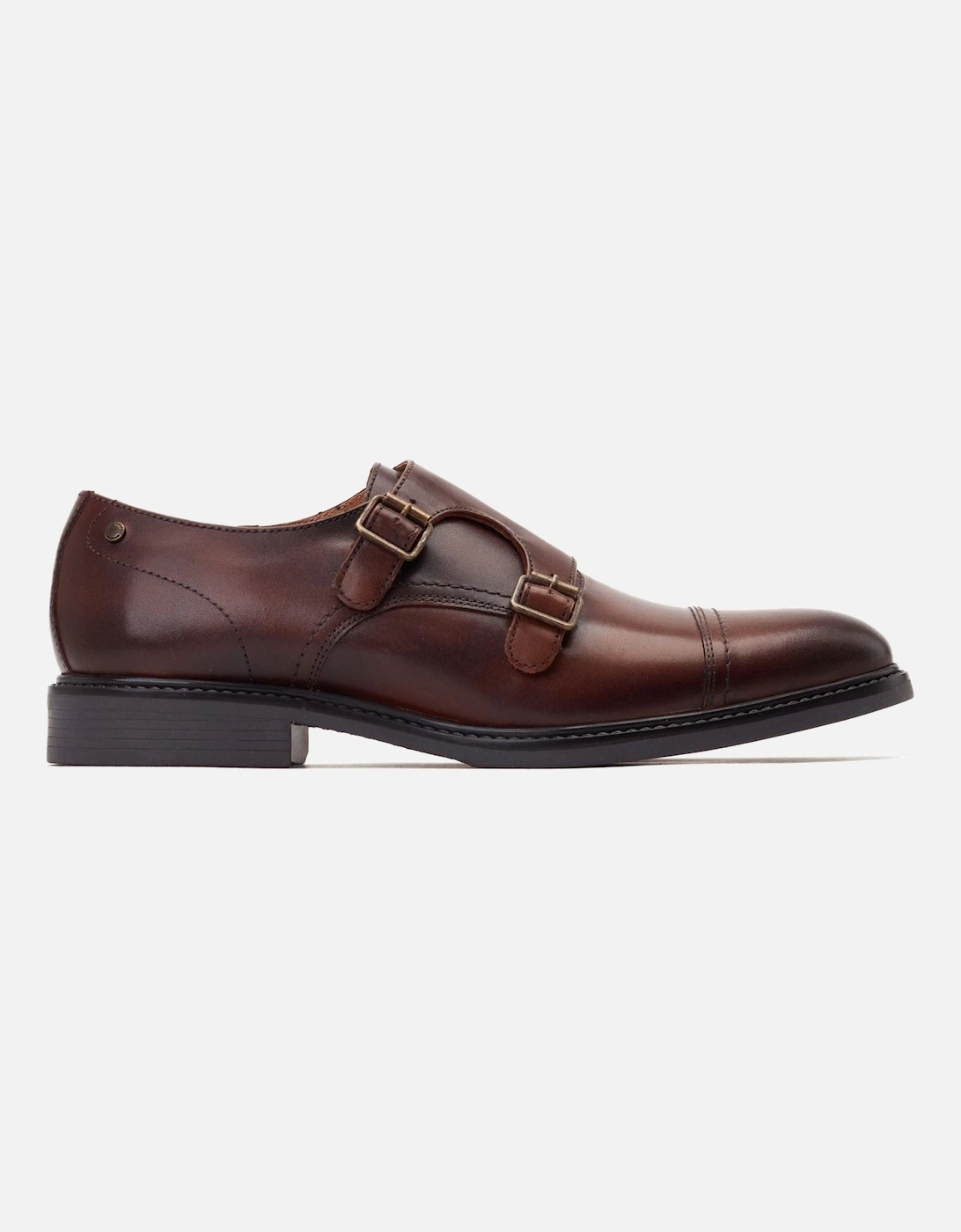 London Diablo Leather Men's Brown Double Monk Shoes