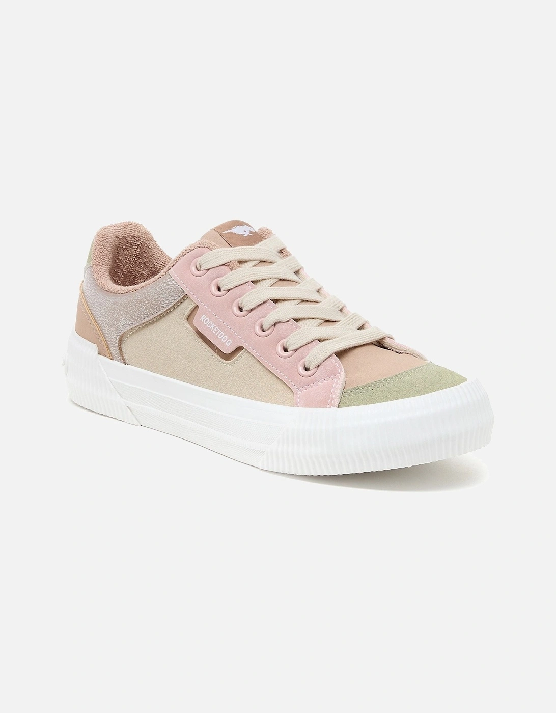 Cheery Blocked PU/Seude Women's Taupe Trainers, 8 of 7