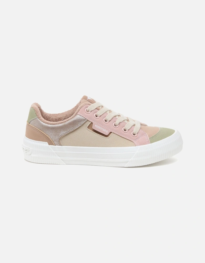 Cheery Blocked PU/Seude Women's Taupe Trainers