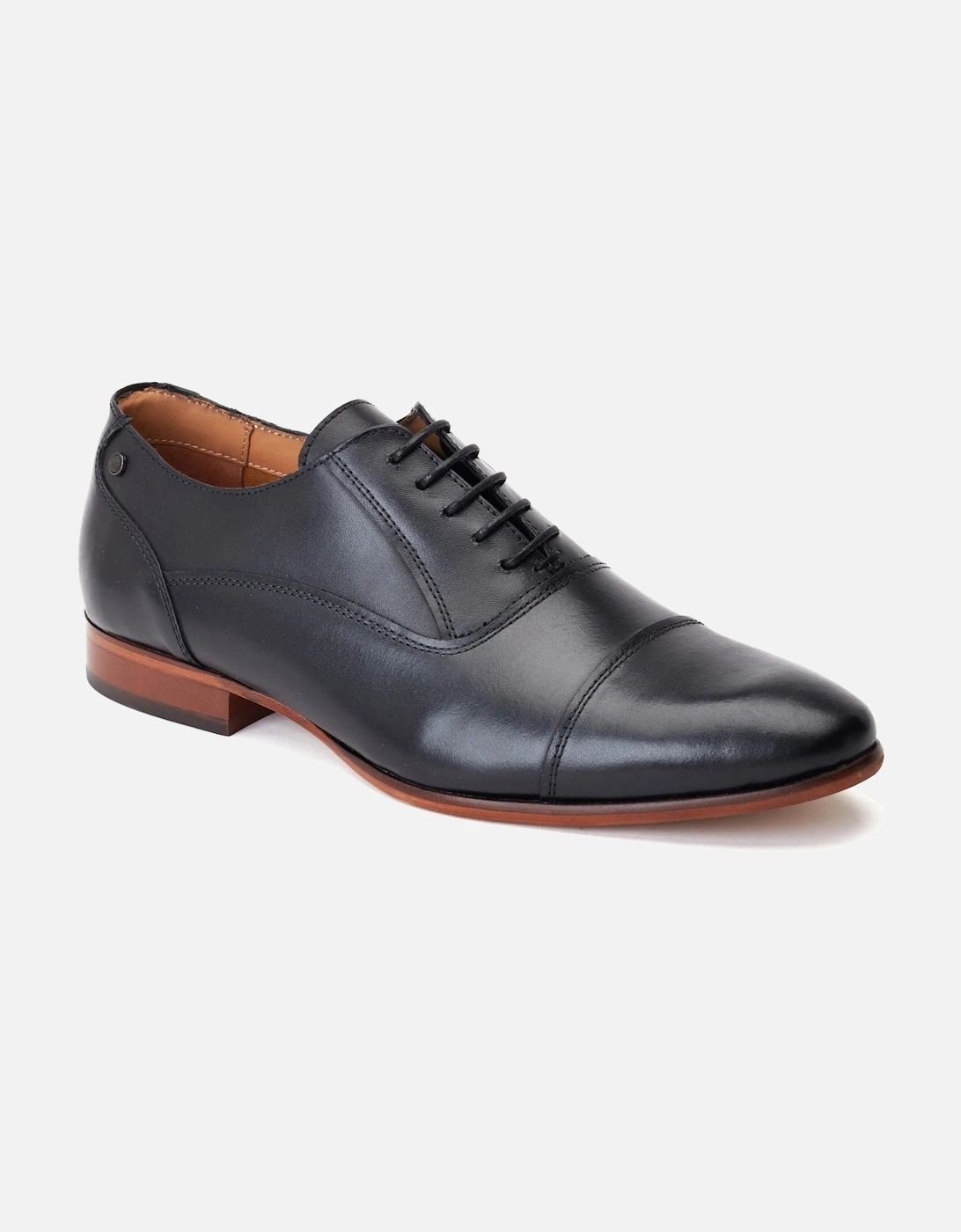 London Angelo Leather Men's Black Oxford Shoes, 7 of 6