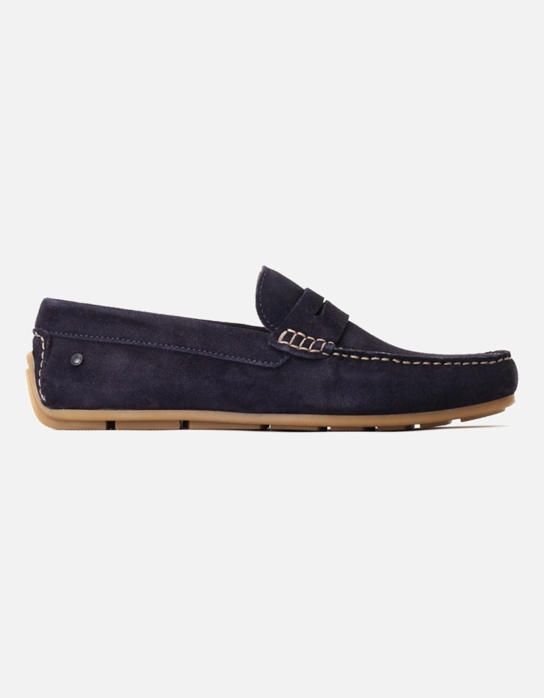London Collins Leather Men's Navy Loafers