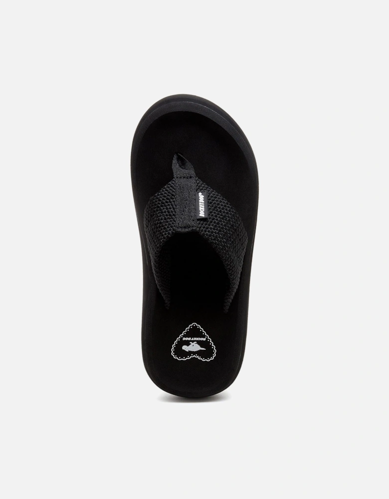 Sandy Webbing Textile Women's Black Sandals