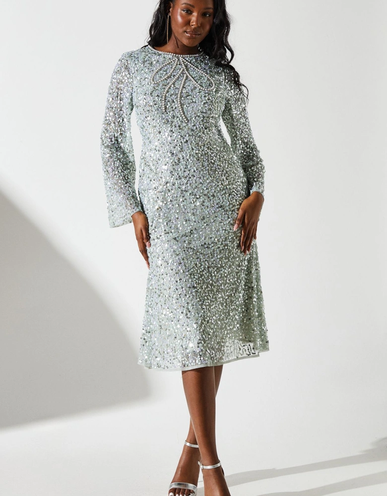 Bow Sequin Shift Dress