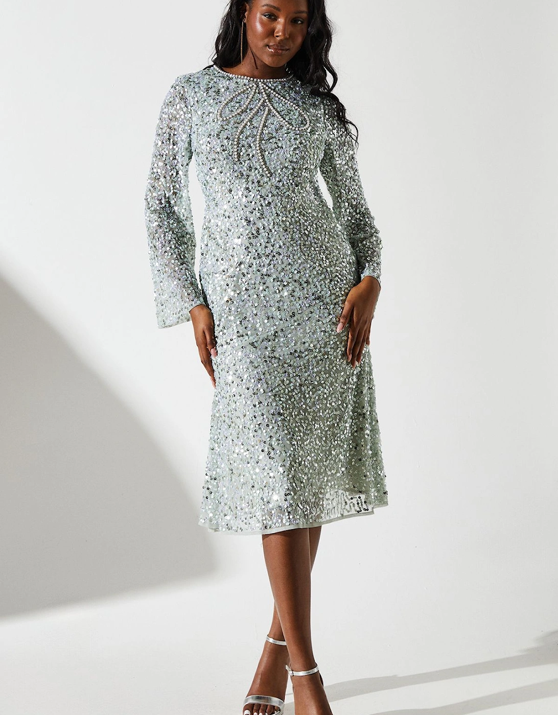 Bow Sequin Shift Dress, 2 of 1