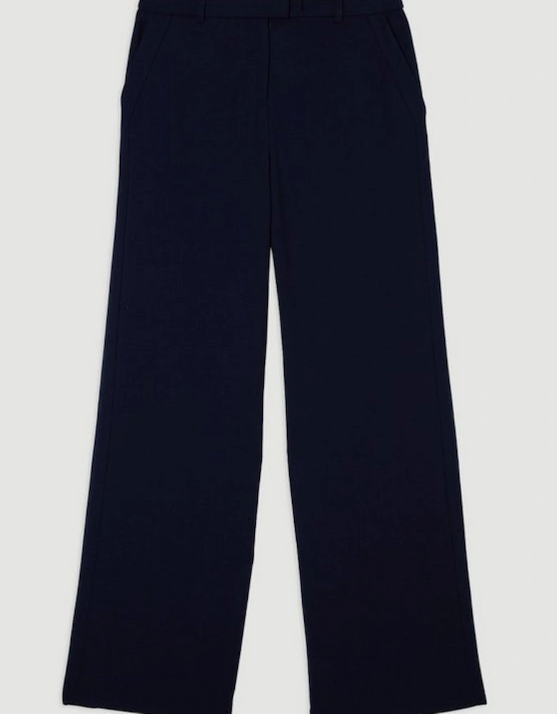 Compact Stretch Pu Tipped Tailored Wide Leg Trouser