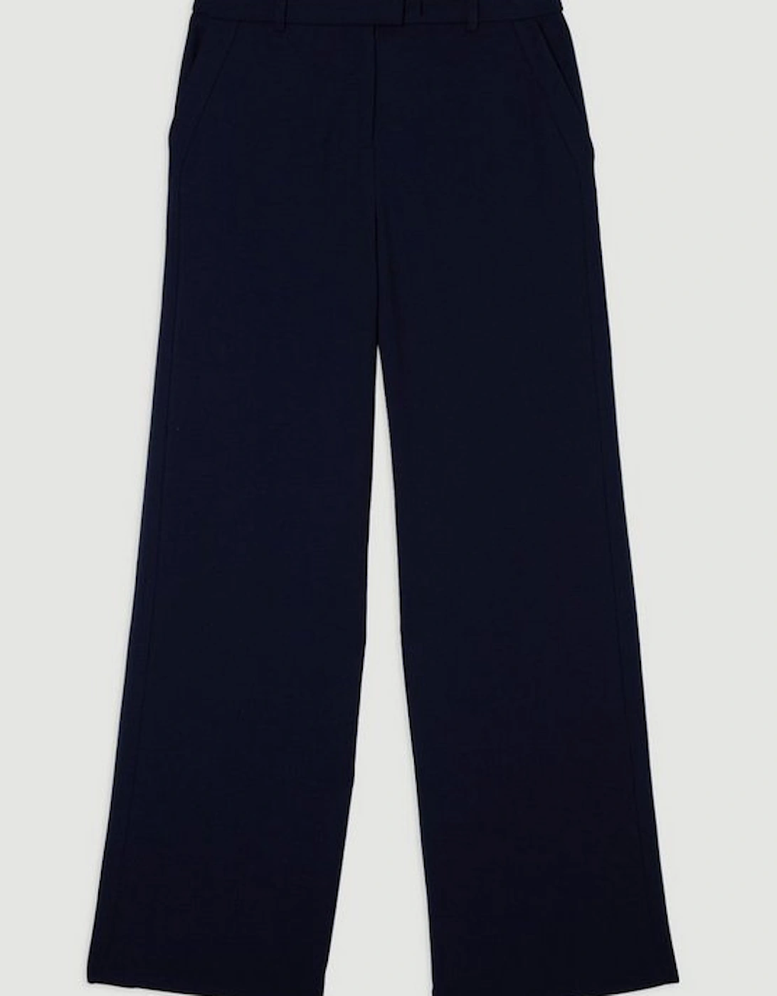 Compact Stretch Pu Tipped Tailored Wide Leg Trouser