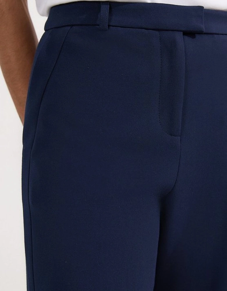 Compact Stretch Pu Tipped Tailored Wide Leg Trouser