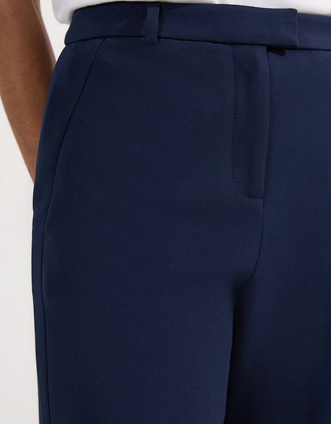 Compact Stretch Pu Tipped Tailored Wide Leg Trouser