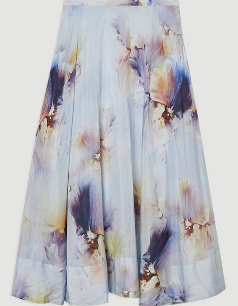 Spring Floral Silk Cotton Woven Prom Skirt