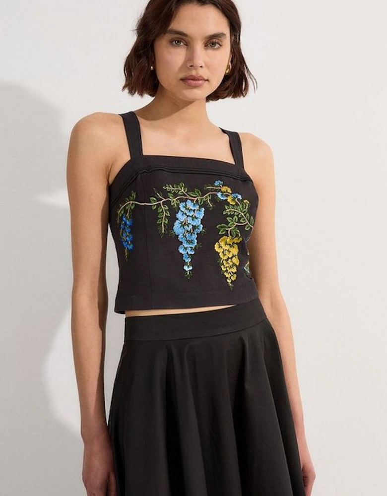 Tall Floral Embroidered Woven Trouser